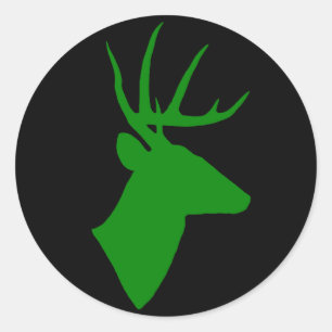 Rond Sticker à tête de cerf vert