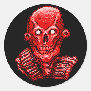 Rond Sticker à tête de crâne Zombie rouge
