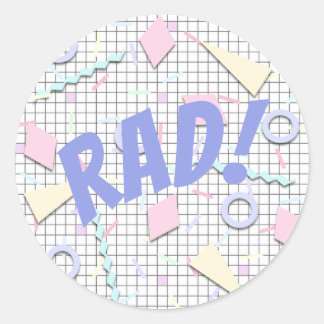 Rond Sticker à thème des années 80 'Rad'