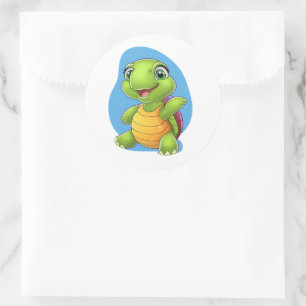 Rond Sticker à tortue adorable - Design de dessin animé