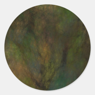 Rond Sticker Abstrait Fractal Vert