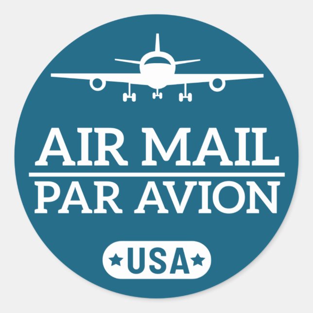 Rond Sticker Air Mail (bleu) (Devant)