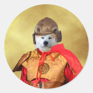 Rond Sticker Akita Inu Samurai