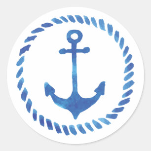 Rond Sticker Ancre aquarelle