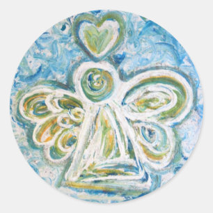 Rond Sticker Angel Bleu Or
