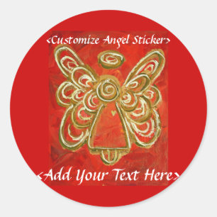 Rond Sticker Angel rouge avec mots personnalisés