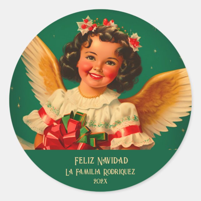 Rond Sticker Angel Round "Feliz Navidad" (Devant)