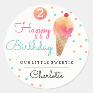 Rond Sticker Anniversaire de enfant Party de crème glac