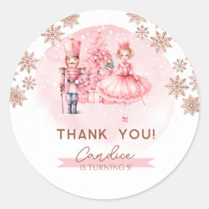 Rond Sticker Anniversaire Rose Et Or Nutcracker