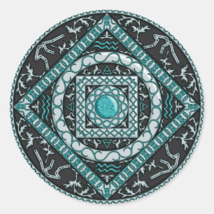 Rond Sticker Aquarius Mandala