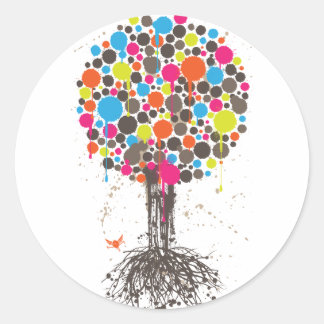 Rond Sticker Arbre de vie - blanc