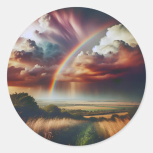 Rond Sticker arc-en-ciel Abstrait ✨