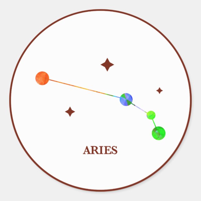 Rond Sticker arc-en-ciel blanc Zodiac Aries (Devant)