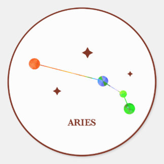 Rond Sticker arc-en-ciel blanc Zodiac Aries