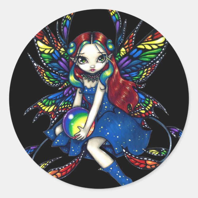 Rond Sticker "Arc-en-ciel de minuit" (Devant)