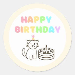Rond Sticker Arc-en-ciel et Jaune pour Anniversaire Cla