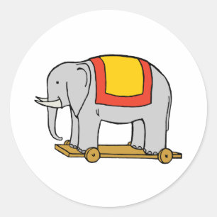 Rond Sticker Art Vintage Toy Elephant