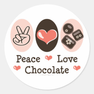 Rond Sticker au chocolat Peace Love