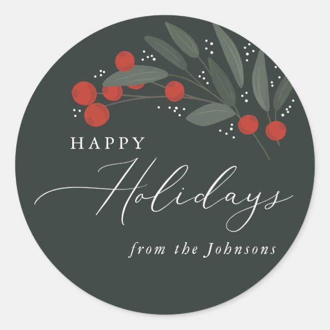 Rond Sticker aux baies de Noël (Devant)