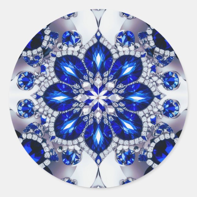 Rond Sticker aux couleurs Bleu Blanc Design (Devant)