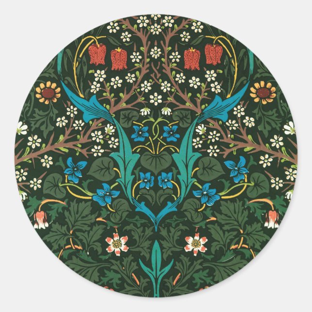 ROND STICKER AVEC CONCEPTION "TULIPS" DE WILLIAM MORRIS (Devant)