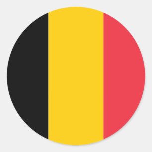 Rond Sticker avec Drapeau de Belgique