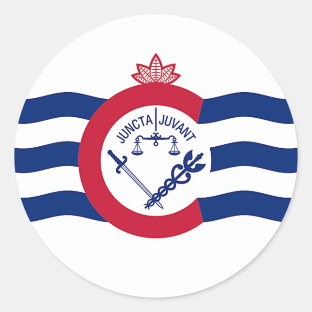 Rond Sticker avec Drapeau de Cincinnati, Ohio, USA (Devant)