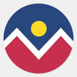 Rond Sticker avec Drapeau de Denver, Colorado
