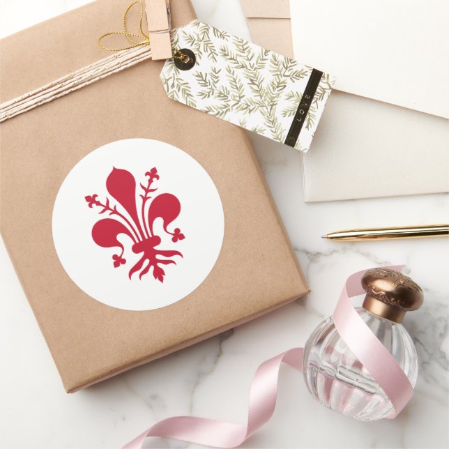 Rond Sticker avec Drapeau de Florence, Italie (Cadeaux)