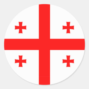 Rond Sticker avec Drapeau de Géorgie