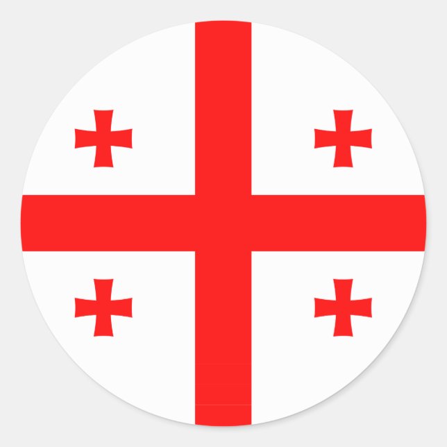 Rond Sticker avec Drapeau de Géorgie (Devant)