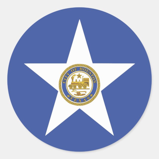 Rond Sticker avec Drapeau de Houston, USA (Devant)