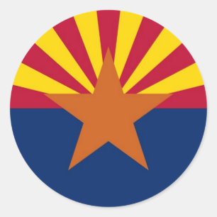 Rond Sticker avec Drapeau de l'Arizona