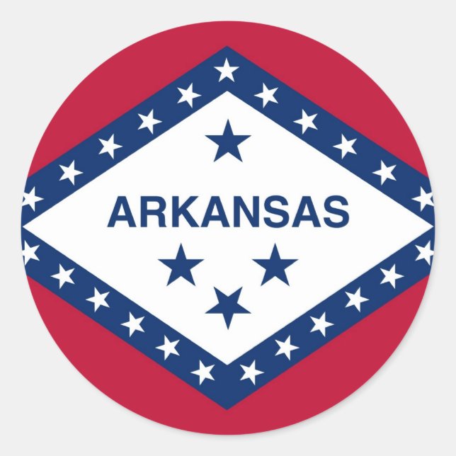 Rond Sticker avec Drapeau de l'Arkansas (Devant)
