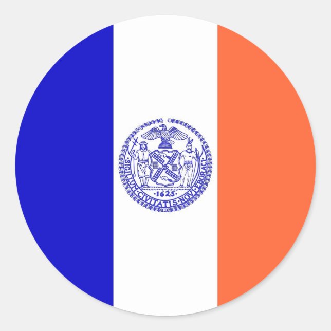 Rond Sticker avec Drapeau de New York (Devant)