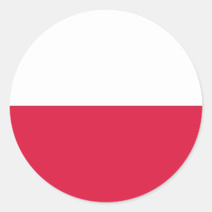 Rond Sticker avec Drapeau de Pologne