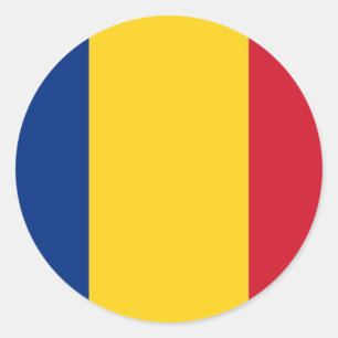 Rond Sticker avec drapeau de Roumanie