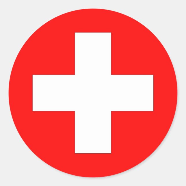Rond Sticker avec Drapeau de Suisse (Devant)