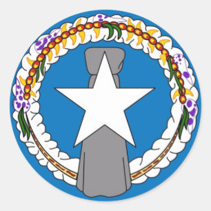 Rond Sticker avec drapeau des îles Mariannes du Nord