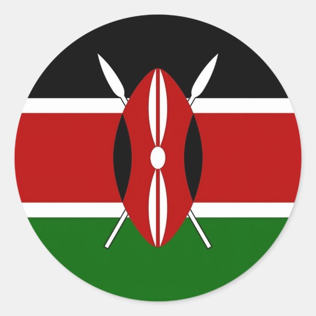 Rond Sticker avec drapeau du Kenya (Devant)