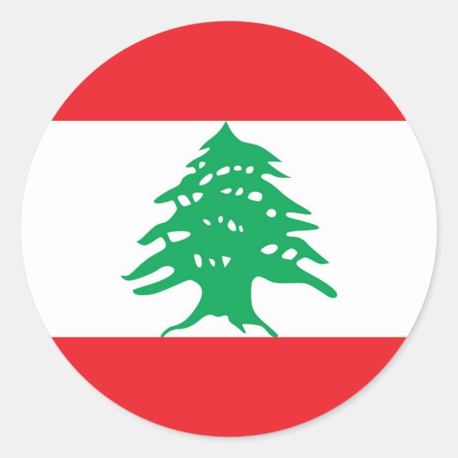 Rond Sticker avec drapeau du Liban (Devant)