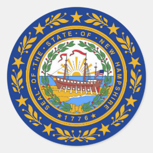 Rond Sticker avec drapeau du New Hampshire