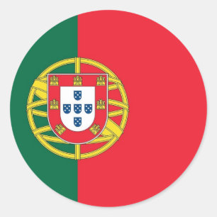 Rond Sticker avec drapeau du Portugal