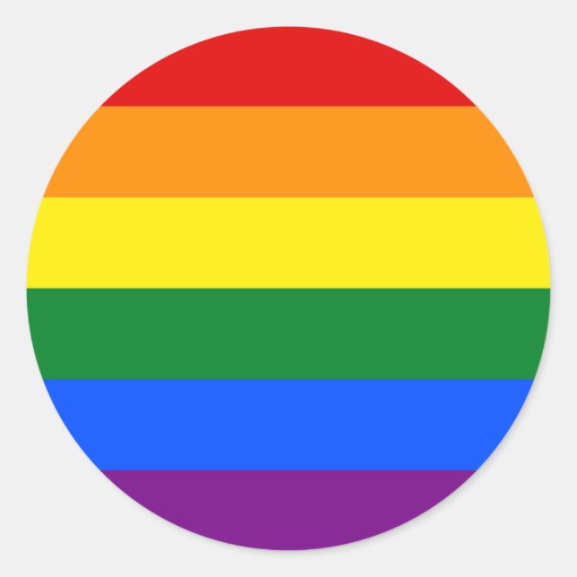 Rond Sticker avec drapeau Rainbow LGBT (Devant)
