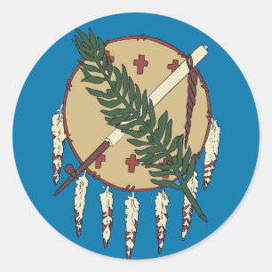 Rond Sticker avec le drapeau de l'Oklahoma