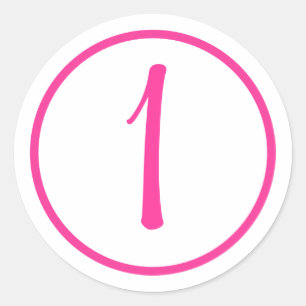 Rond Sticker avec numéro rose et bordure