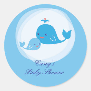 Rond Sticker Baby shower baleine