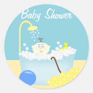 Rond Sticker Baby shower Bleu Soudain
