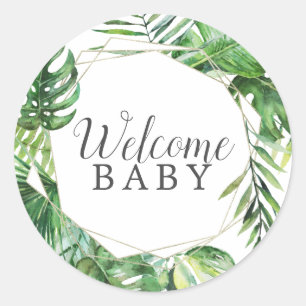 Rond Sticker Baby shower de bienvenue Wild Tropical Pal