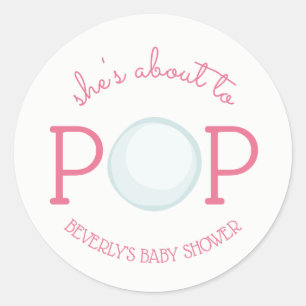 Rond Sticker Baby shower de bulle Pop Rose